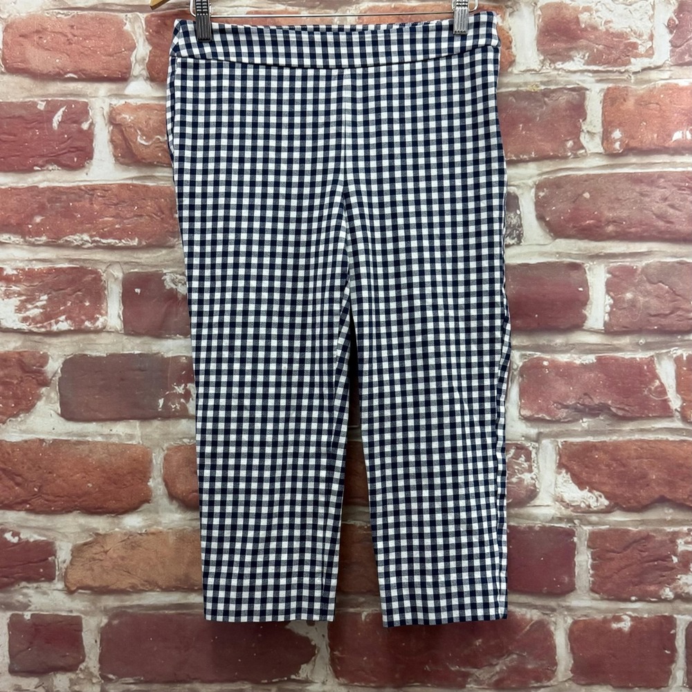 Talbots Chatham Crop Pants Women's 4 Petite Blue White Gingham Plaid Trousers